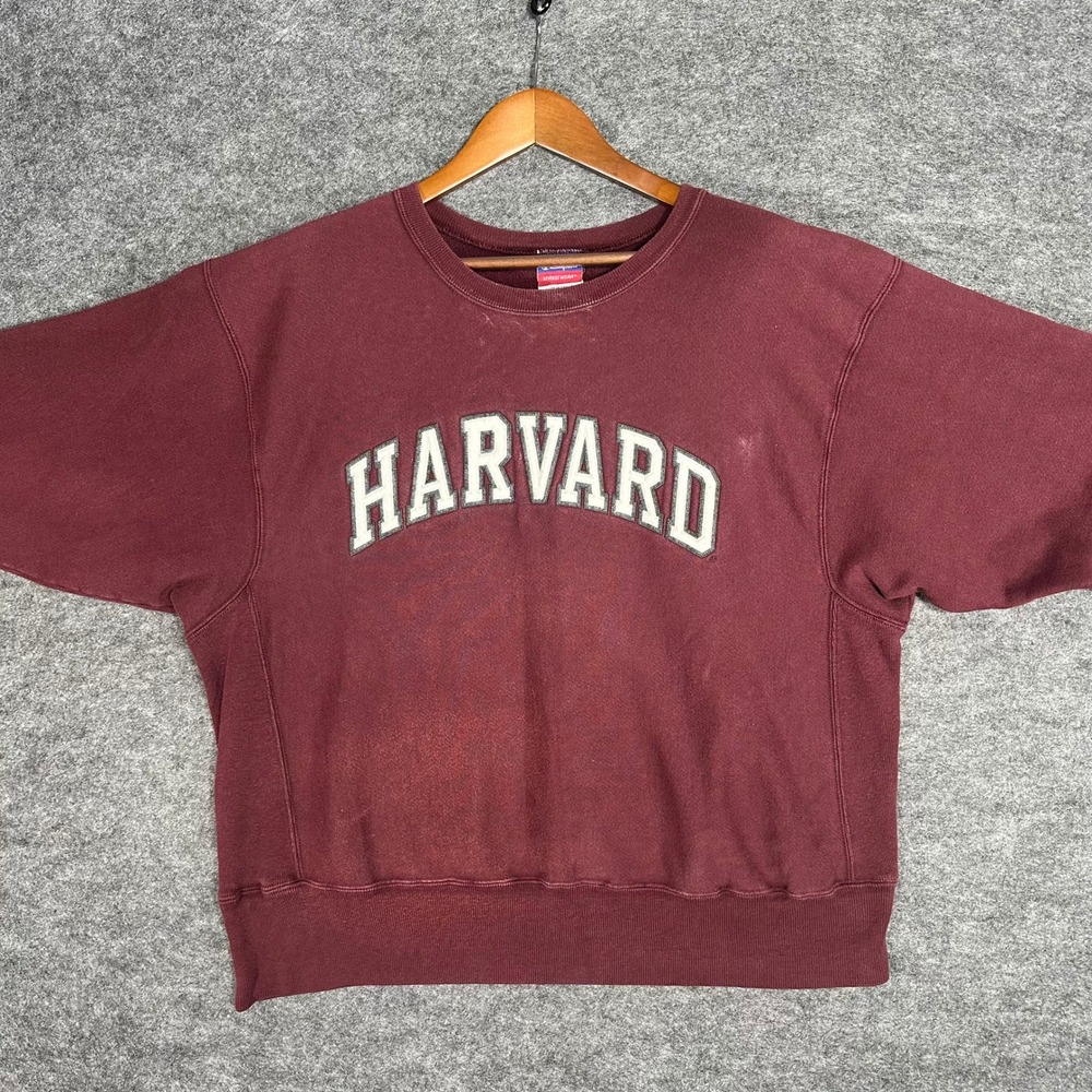 Champion‎ Harvard Reverse Weave Crewneck Sweatshirt Burgundy Mens Large
